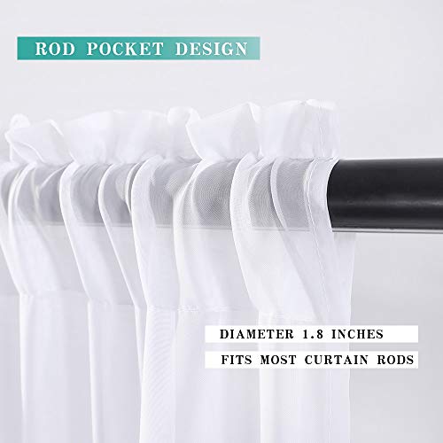 2 Panels Kitchen Tiers Half Window Sheer Curtains 29 X 24 Inch White (White / 29"W x 24"L (Pack of 2))