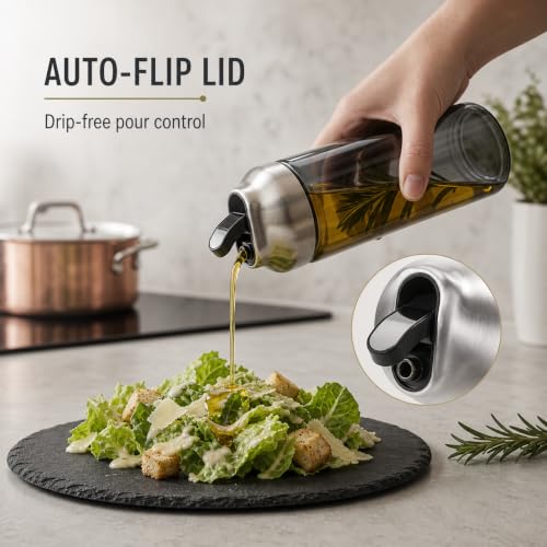 Olive Oil Dispenser Bottle for Kitchen (Grey / 14OZ Set of 1)