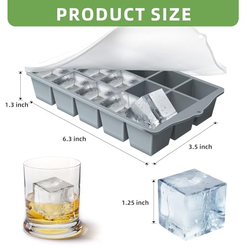 Silicone Ice Cube Tray with Lid (Gray)