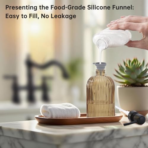 16 OZ Amber Glass Soap Dispenser (Oil Rubbed Bronze+amber / 2-Pack)