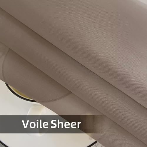 Solid Sheer Rod Pocket Curtain Voile Draperies 2 Panels White Beige Black Grey Ivory 52 Inch Width 45 Inch Long 1 Pair for Kitchen Bedroom Children Living Room Yard (Taupe / 52"W x 45"L (Pack of 2))