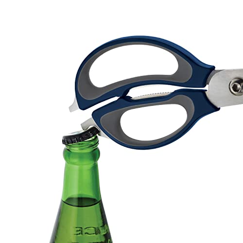 4-in-1 Kitchen Scissors with Sheath, Navy and Grey (Navy and Gray)