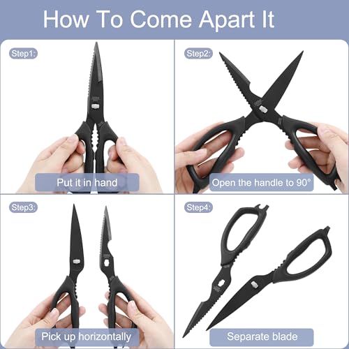 Heavy Duty Kitchen Shears Come Apart Kitchen Scissors with Serrated Blade