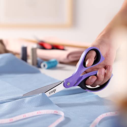 3 Pack Sharp Scissors All Purpose for Office Cutting Paper (Purple/Green/Black)