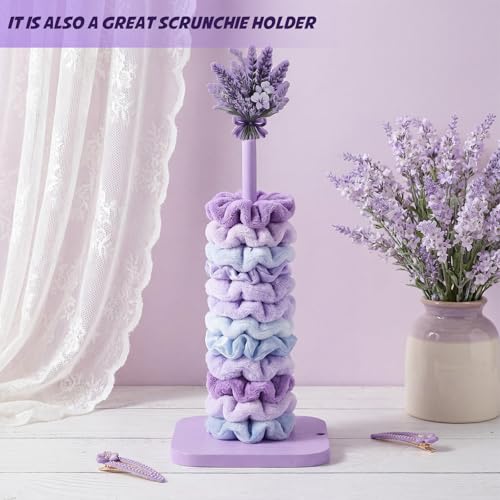 Lavender Paper Towel Holder Farmhouse Lavender Flower Wooden Paper Towel Holder Purple Cute Bathroom Countertop Accessories Kitchen Roll Stand Organizer Apartment Decor Housewarming Gift (Purple Lavender)