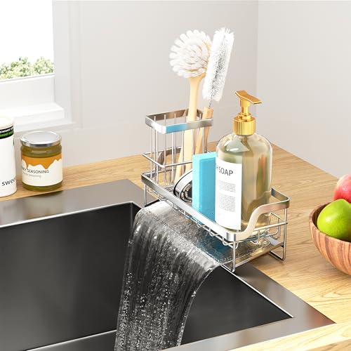 Sponge Holder for Kitchen Sink (Silver / Large)