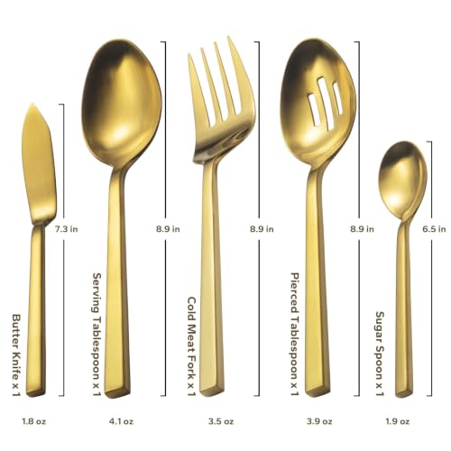 Cube Gold 45 Piece Flatware Set (Gold Satin / 45 pieces for 8)