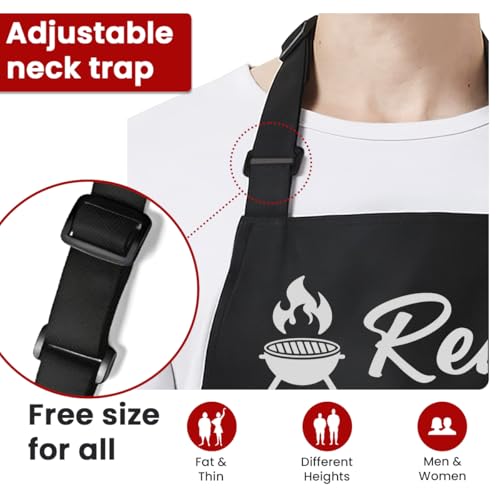 Funny Apron with Pockets for BBQ Grilling Kitchen Cooking Birthday Christmas (Dad 2)