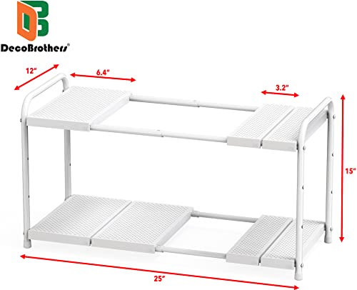 Under Sink 2 Tier Expandable Shelf Organizer (White)