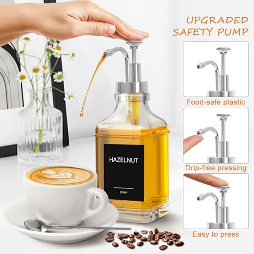 16.9 fl oz 500ml Coffee Syrup Dispenser Set (Silver Pump)