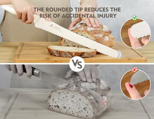 Bread Knife for Homemade Bread (Creamy White)