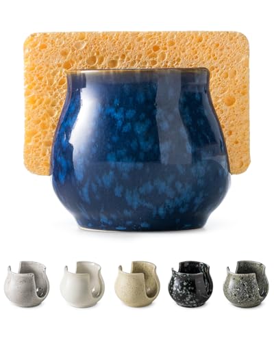Ceramic Sponge Holder (Blue / Barrel-type)