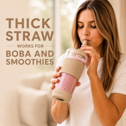 19 oz. Clear Double Wall Glass Coffee Tumbler (Biege)