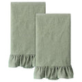 2 Pcs Sage Green Kitchen Towels Retro Towels Cotton Ruffled (Sage Green / Retro)