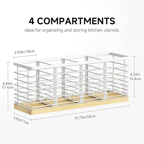 Kitchen Cooking Utensil Holder for Kitchen Counter (White)
