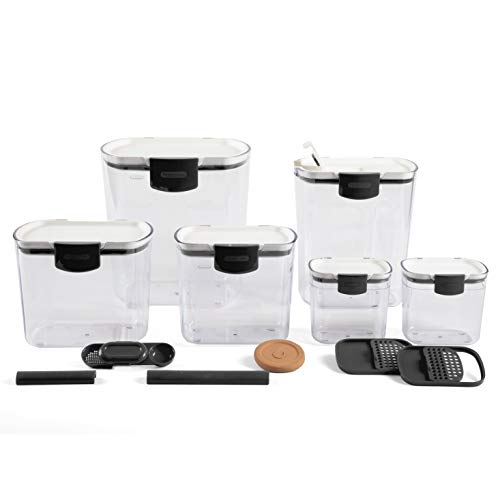 ProKeeper Baker's Airtight Kitchen Storage Canister Container Set for Flour (Black Latches / 6- Piece)