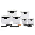 ProKeeper Baker's Airtight Kitchen Storage Canister Container Set for Flour (Black Latches / 6- Piece)