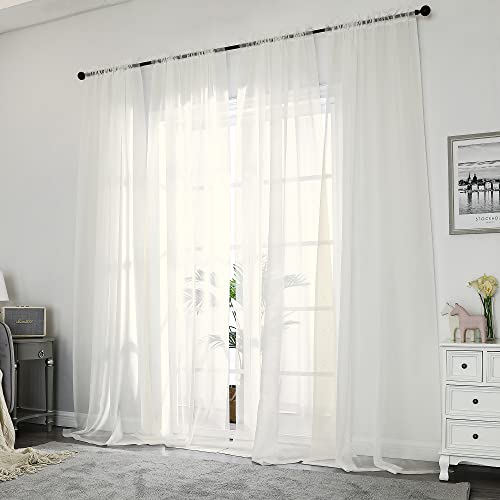 Ivory Sheer Curtains 108 Inch Long 2 Panels Set (Ivory / 42"W x 108"L (Pack of 2))