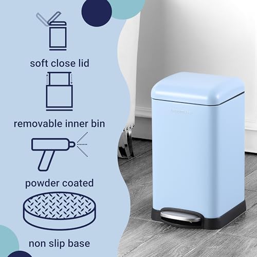 Betty Retro Mini 3.2 Gal Step Trash Can (Tide Pool Blue)