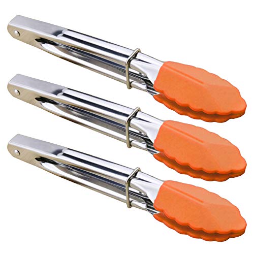 7 Inch Silicone Tipped Kitchen Tongs (7-inch / Orange)