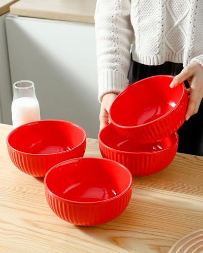 Large Ceramic Serving Bowls 42 Oz (Red / 42 Oz)