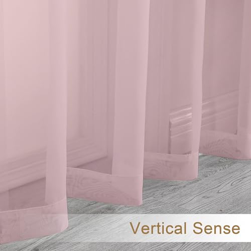 Sheer Curtains 24 Inch Length (Blush Pink / 42"W x 24"L (Pack of 2))