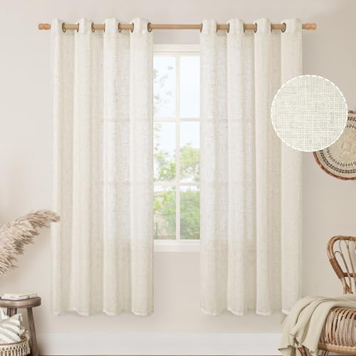 Cream Ivory Linen Curtains for Living Room 78 Inch Length 2 Panels (52"W x 78"L (Pack of 2) / Natural)