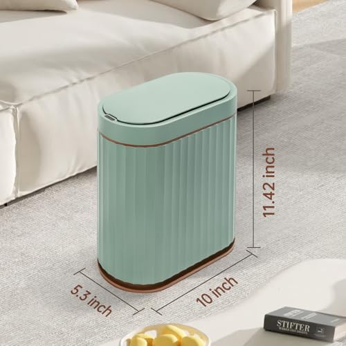 Bathroom Trash Can with Automatic Lid (Green Brown)