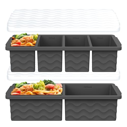 Silicone Freezer Trays with Lid for Soup (Dark Gray)