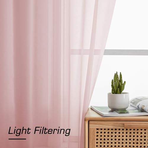 Blush Sheer Curtains 90 Inches Long 2 Panels (Blush / 42"W x 90"L (Pack of 2))