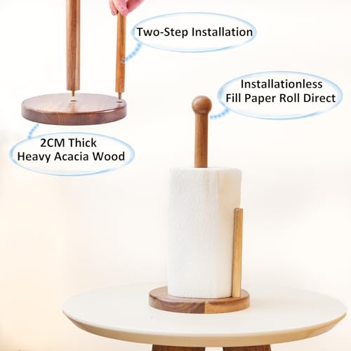 14" Acacia Wooden Paper Towel Holder (Two Sticks)