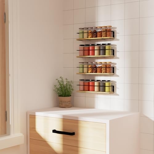 Spice Rack Self (4 Pack- Wood Color)