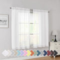 White Short Sheer Curtains 45 Inch Length for Small Windows (White / 42"W x 45"L (Pack of 2))