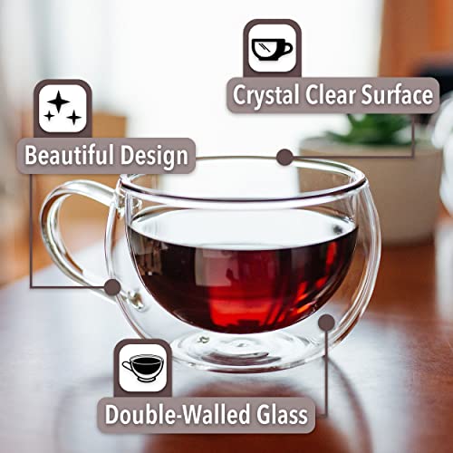 BTaT Double Walled Glass Coffee Mugs (Clear / 9 oz Coffee, Set of 4)
