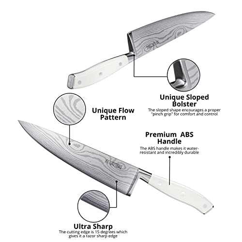 Yatoshi 12 Piece White Knife Block Set (White / 12-Piece)