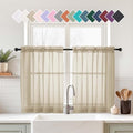 Taupe Small Sheer Curtains Tier 24 Inches Length 2 Pieces (42"W x 24"L (Pack of 2) / Taupe)
