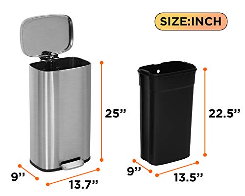 8 Gallon Trash Can with Lid (Stainless Steel / 8G)