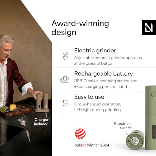 Electric Salt and Pepper Grinder Set (Sage Green)