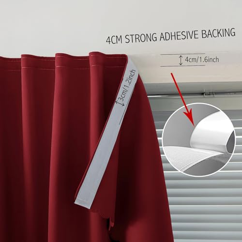 Self Adhesive Curtains (47"W x 59"L (Pack of 1) / Burgundy)