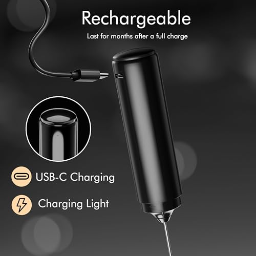 Handheld Rechargeable Milk Frother Wand (Black)