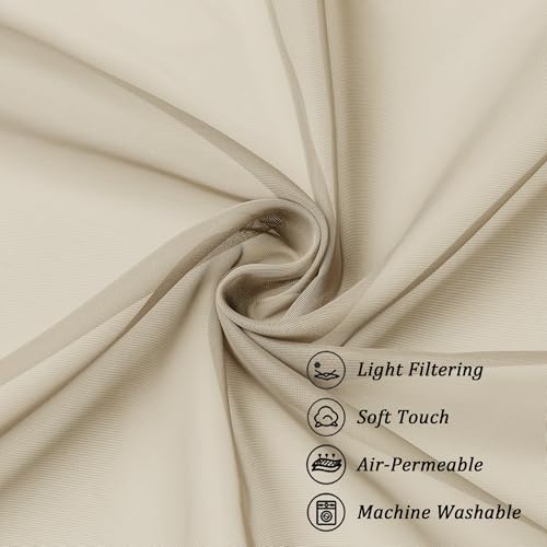 Taupe Sheer Valance for Windows (Taupe / 42"W x 12"L (Pack of 2))