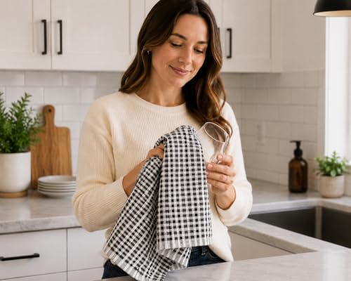 Grey Black Kitchen Hand Dish Towels (Tanya Black)