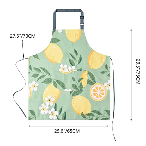 2 Pack Floral Apron for Women with Pockets (Yellow/Lemon)