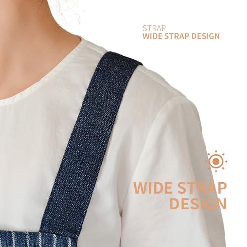 Cross Back Apron with Detachable Towel (Deep Blue (With Towel) / Standard)