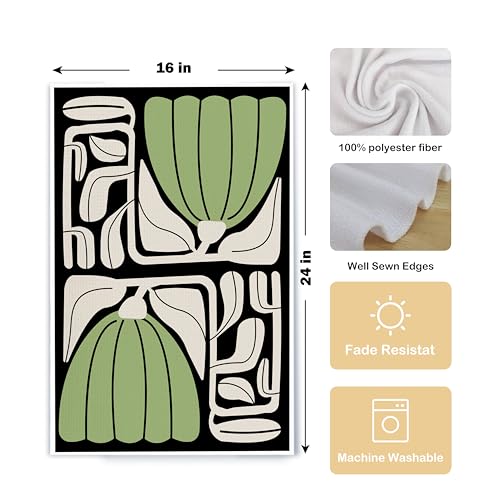 Abstract Boho Green and Beige Floral Kitchen Towels Set of 2 (Boho Green / Casual)
