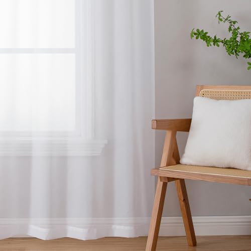 Long Sheer White Curtains (42"W x 90"L (Pack of 2) / White)