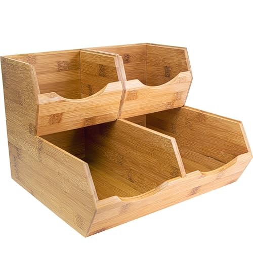 Bamboo Pantry Storage Bins (Medium ( 3 Pack ))