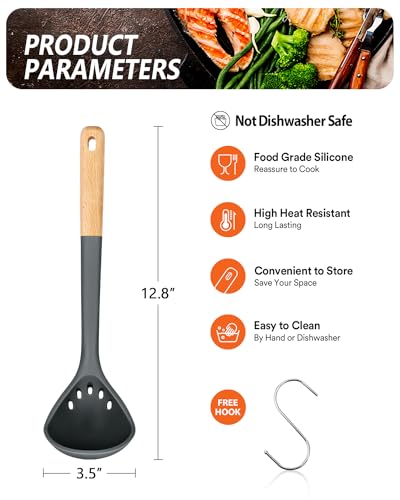 Large Silicone Ladle Spoon for Soup (Gray)