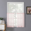 Sheer Tier Curtain Linen Textured Half Kitchen Curtains Sheer Light Filtering Rod Pocket Voile Small Curtains for Bathroom (25"W x 36"L (Pack of 2) / Pink)