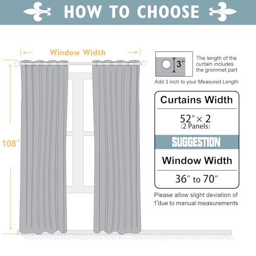 100% Blackout Curtains for Bedroom 108 Inches Long 2 Panels Set (52"W x 108"L (Pack of 2) / Cappuccino)